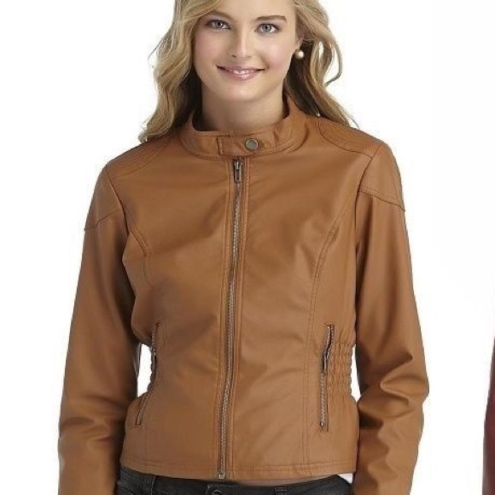 Tan faux leather jacket BONGO